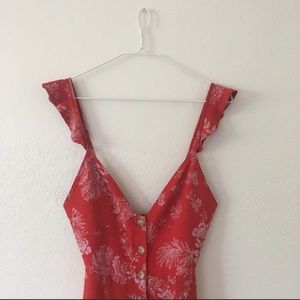 Floral Red Free People Boho Jumpsuit